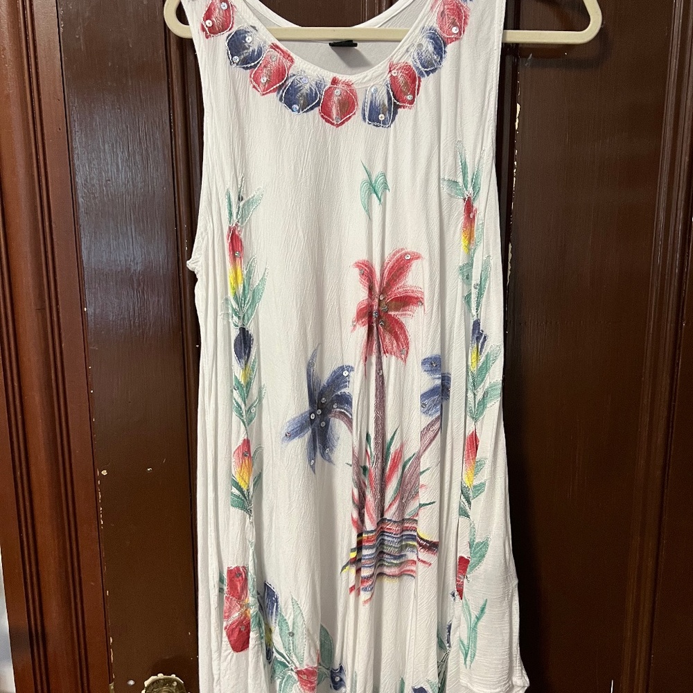 white printed dress